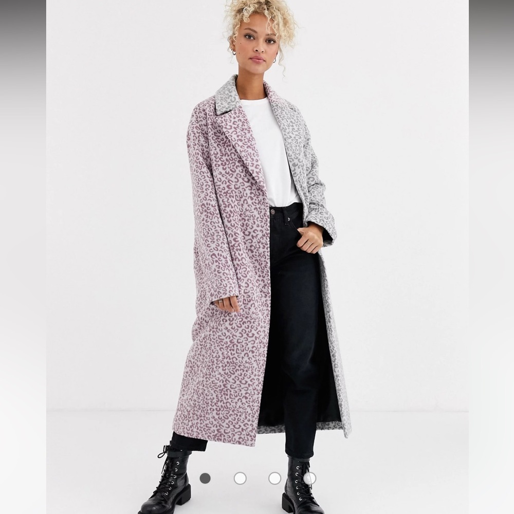 ASOS DESIGN mix leopard brushed coat size 00p
